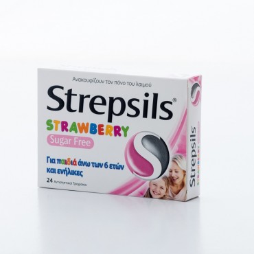 Strepsils Strawberry Sugar Free For Children & Adults  24's