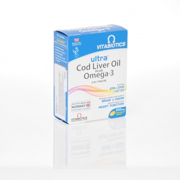 VITABIOTICS Ultra Cod Liver Oil Plus Omega-3 60 Capsules