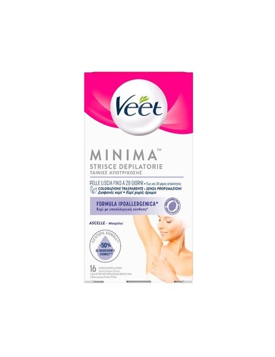 VEET MINIMA COLD WAX STRIPS FOR UNDERARMS, 16 PCS